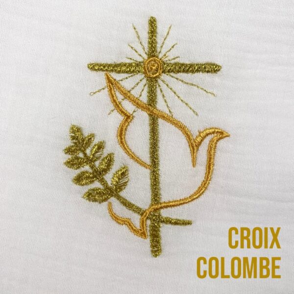 Motif Broderie Croix colombe rameau